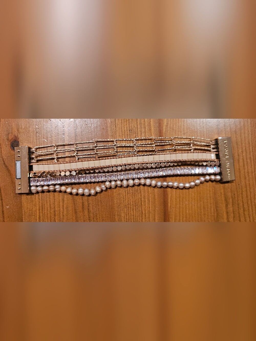 Victoria Emerson Rose Gold Multistrand Pearl & Crystal Bracelet
